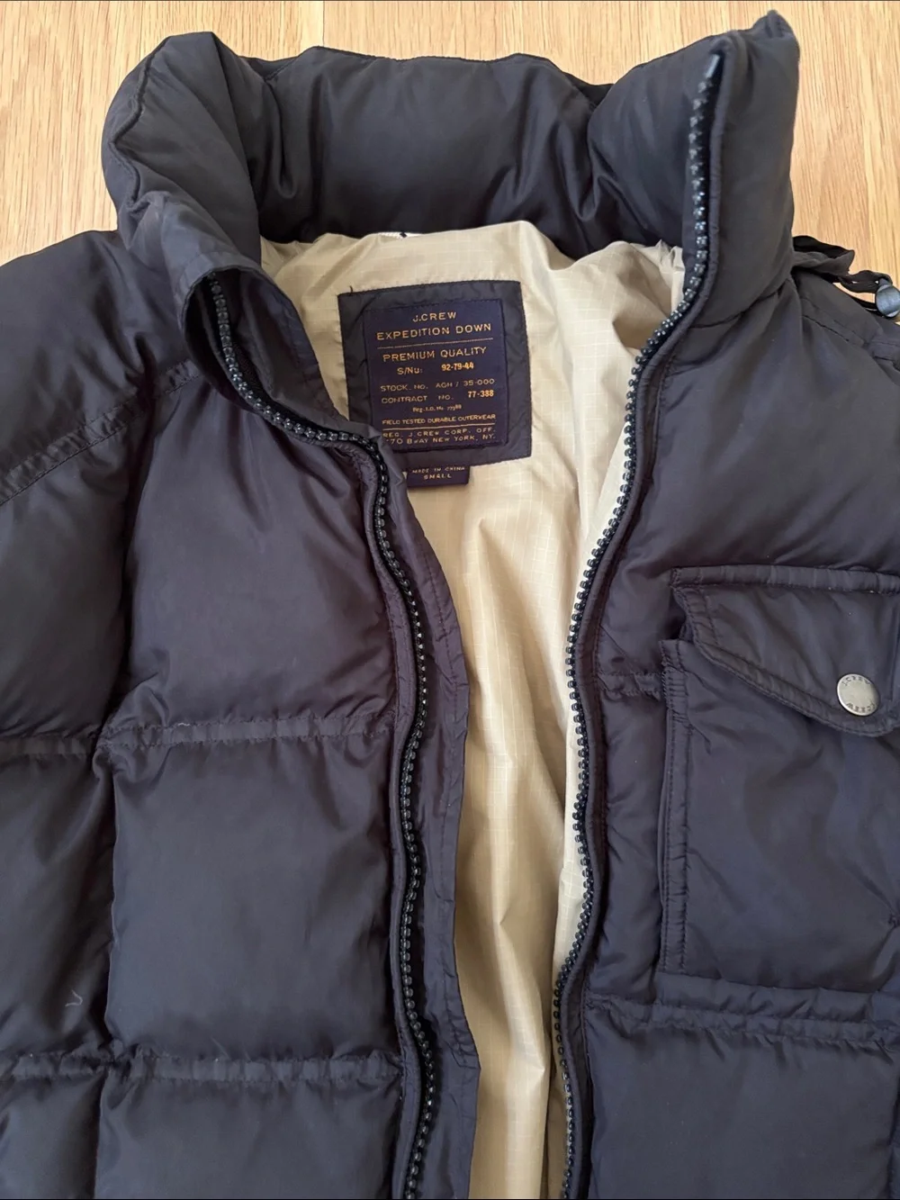 Black J.Crew Expedition Down compact weave puffer jacket size Small
